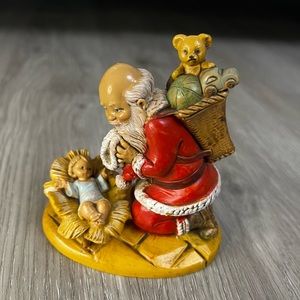 Santa and Baby Jesus Vintage hand painted mad in Italy